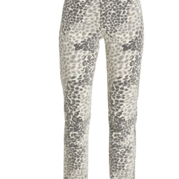 MOTHER “The Dazzler” Leopard Skinny/Crop Jeans | Size 26 | Grey/Cream/Charcoal - Picture 4 of 12